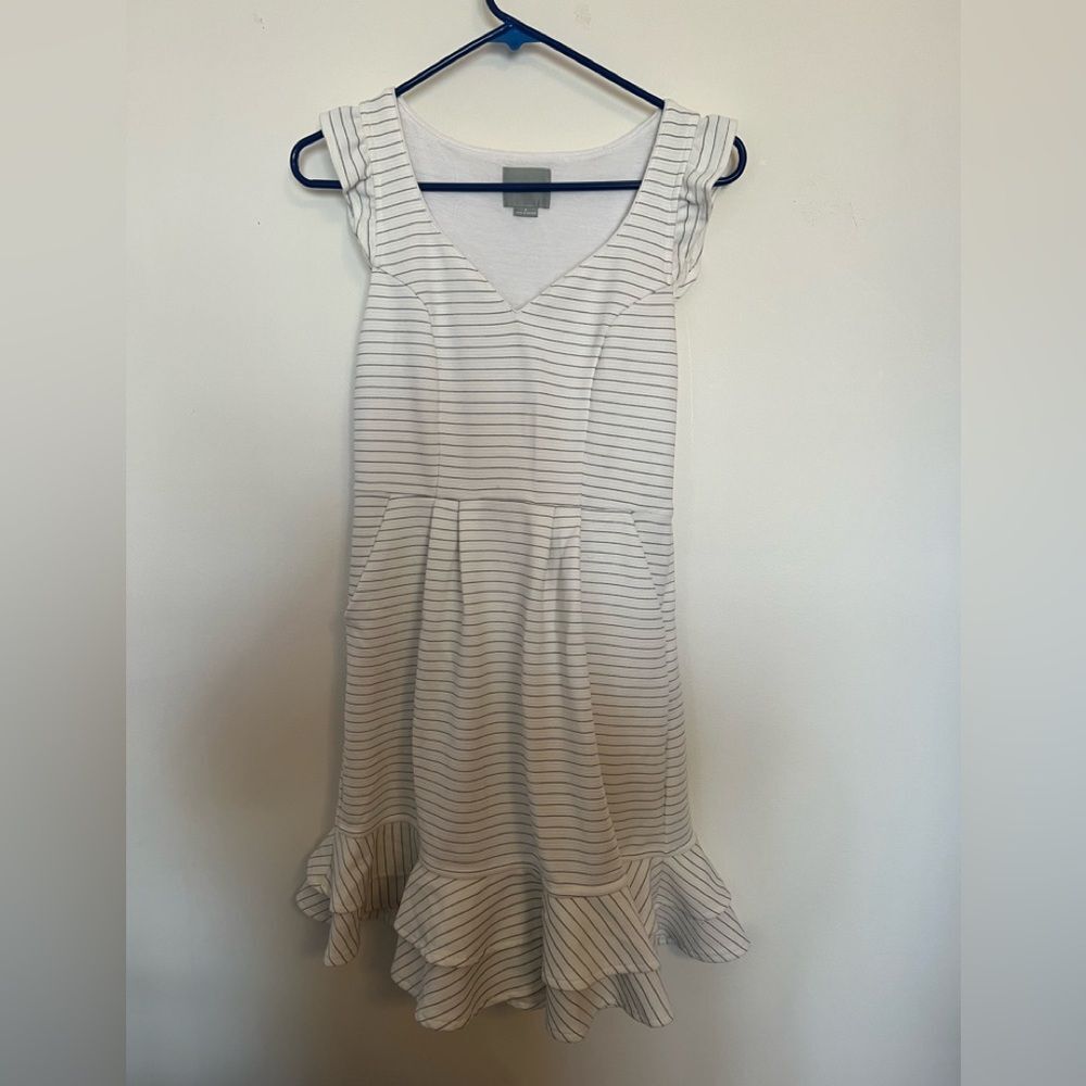 Striped White Sleeveless Dress